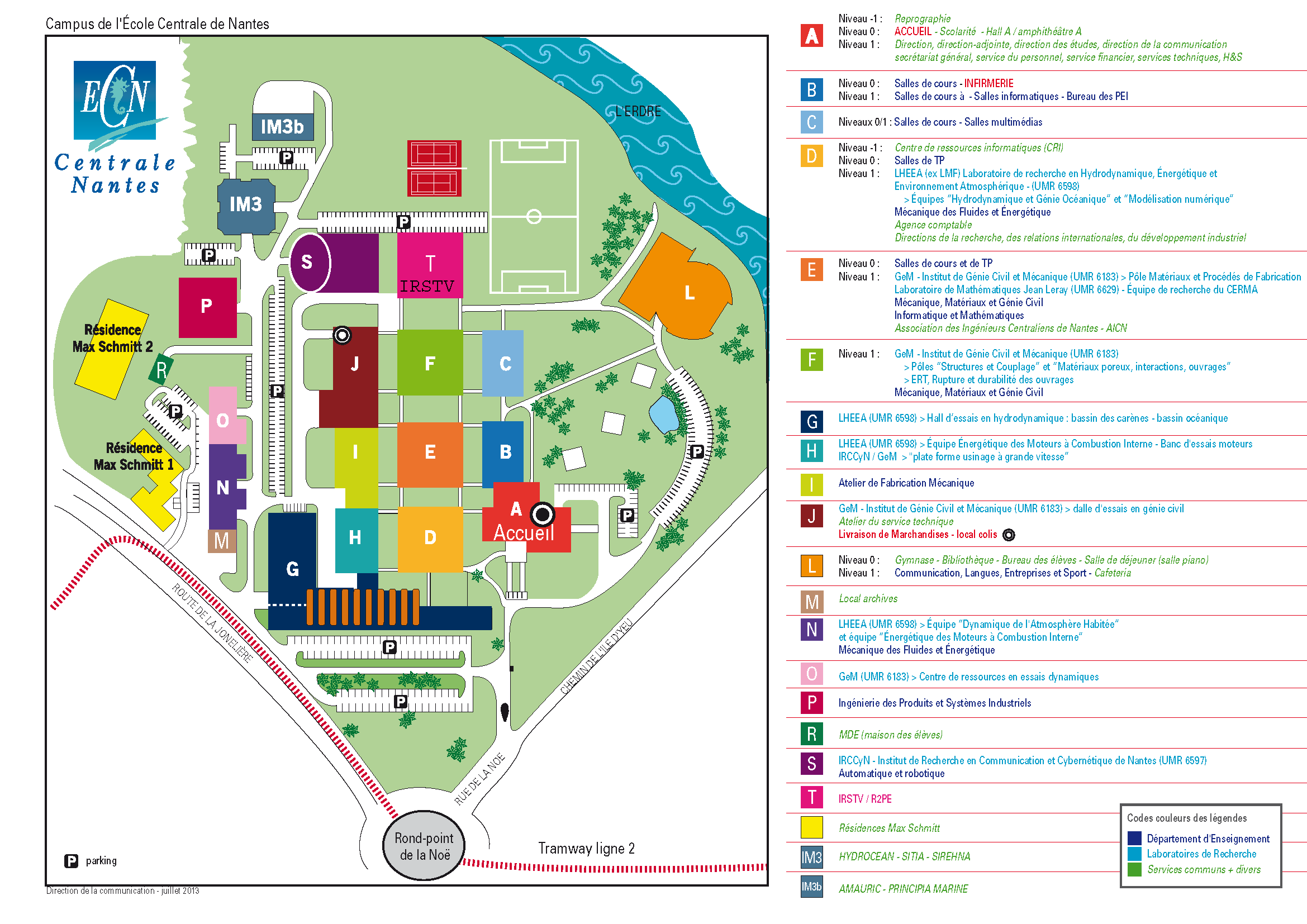 Plan du campus de l'Ecole Centrale de Nantes